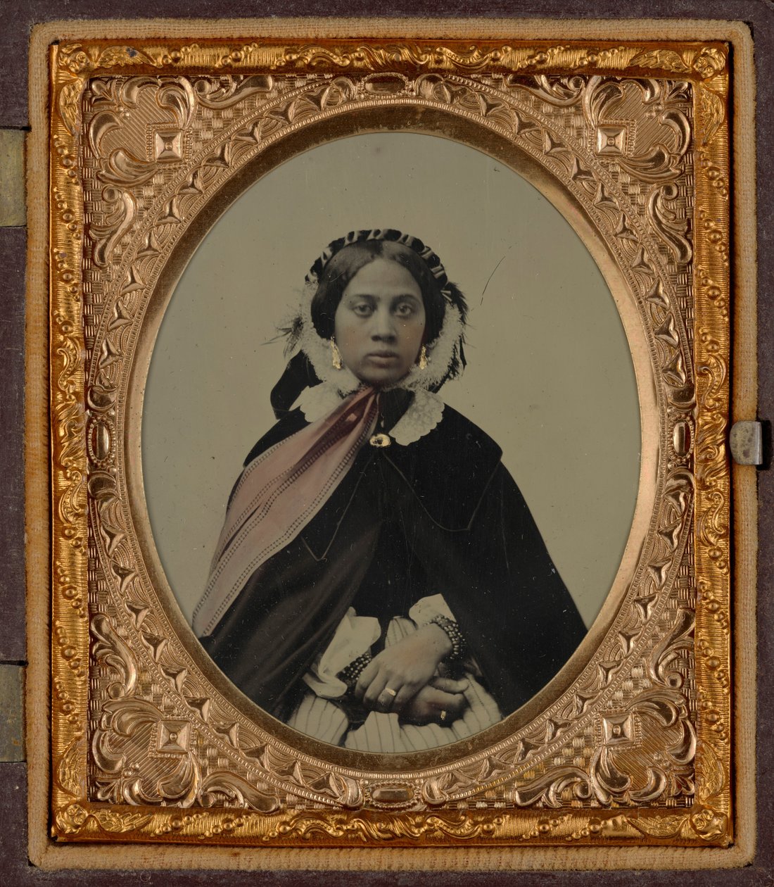 Portræt af en kvinde, muligvis Josephine Folks, ca. 1860 (foto) af American Photographer