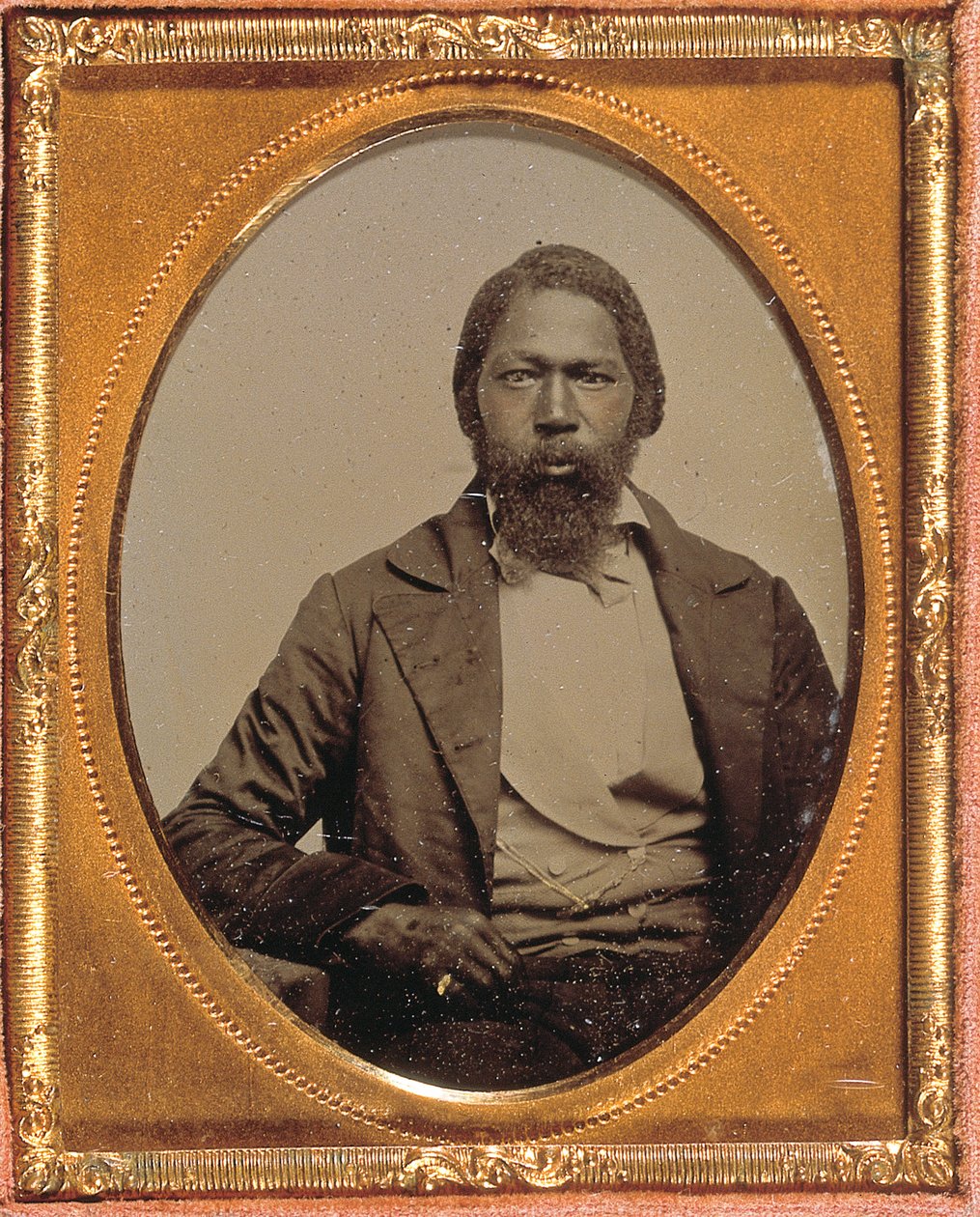 Stoisk mand, ca. 1855 (håndfarvet ambrotype på niende plade) af American Photographer