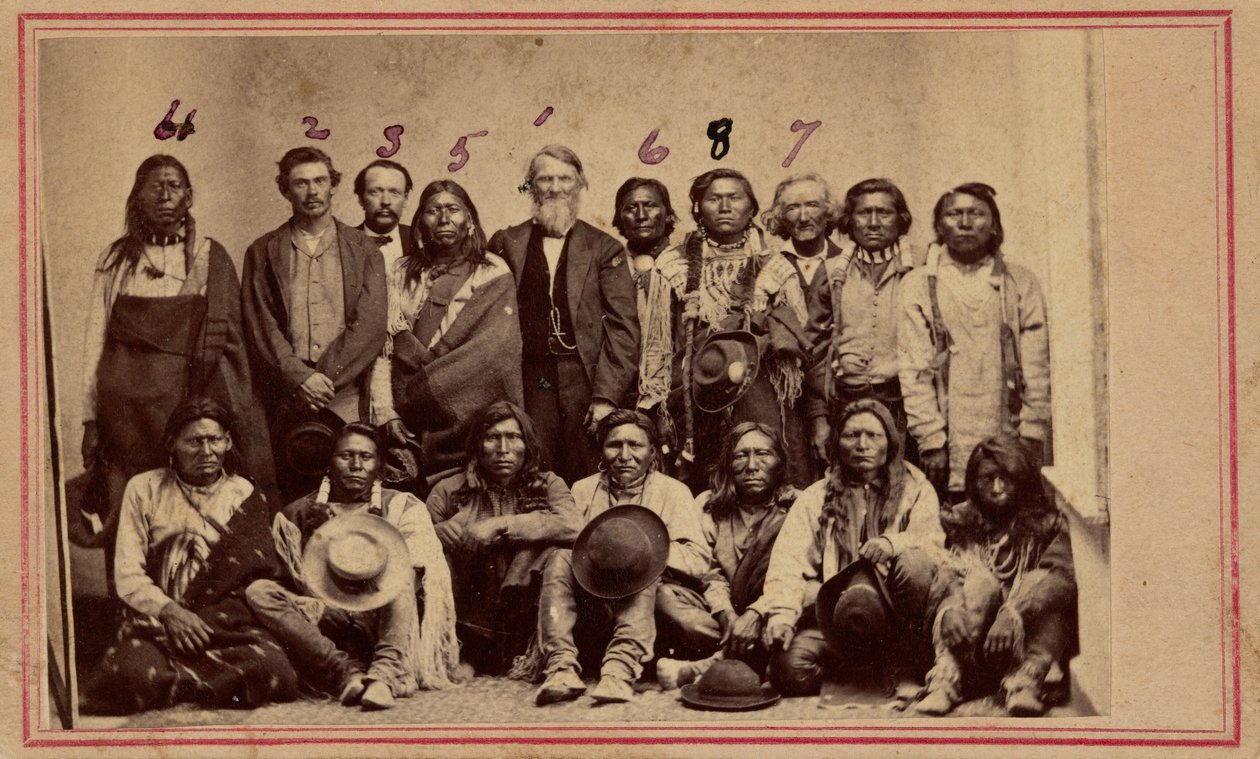 William F.M. Arny med apache- og ute-høvdinge, 1867 (foto) af American Photographer
