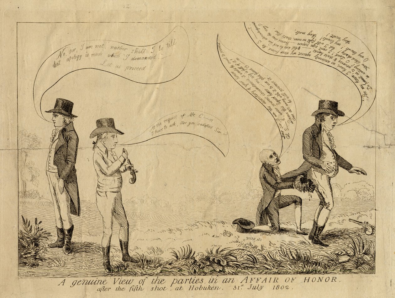 Et ægte syn på parterne i en æressag efter det femte skud ved Hoboken, 31. juli 1802 af American School