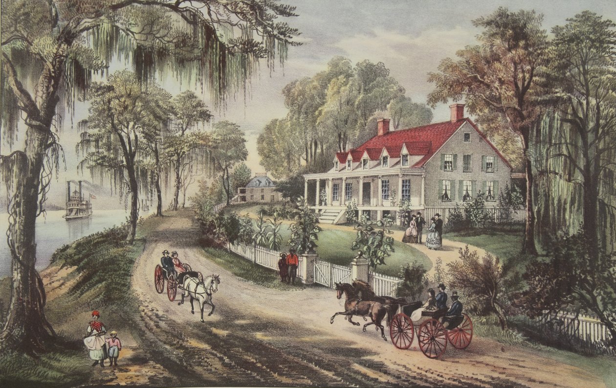 A Home On The Mississippi, udg. 1871, Currier & Ives af American School