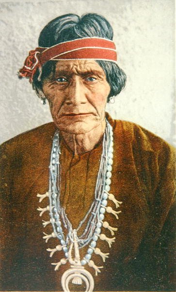En Navajo Medicine Man fra New Mexico, ca. 1900 (farve litho) af American School