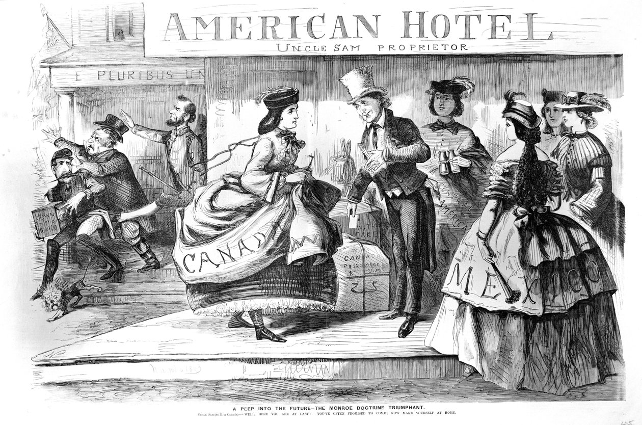 Et kig ind i fremtiden - Monroe Doctrin Triumphant tegnefilm fra Frank Leslies Budget of Fun, november 1863 af American School