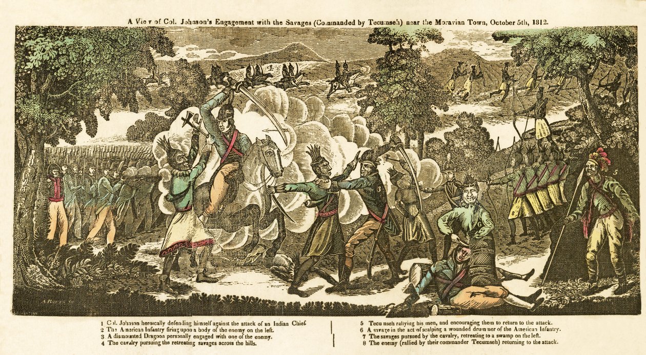 Et syn på oberst Johnsons engagement med de vilde (befalet af Tecumseh) nær Moravian Town, den 5. oktober af American School