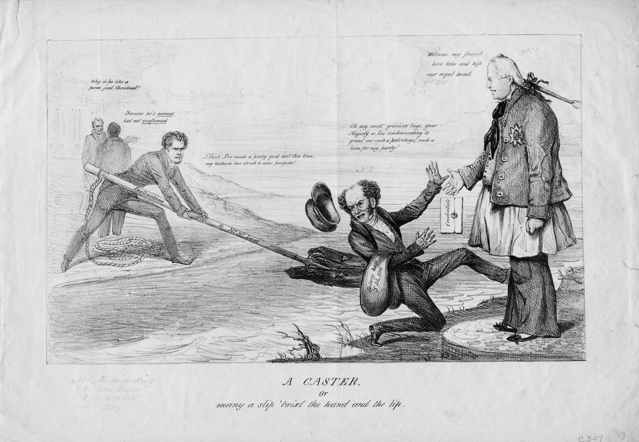 En caster, eller mange en slip vri hånden og læben, ca. 1831 af American School