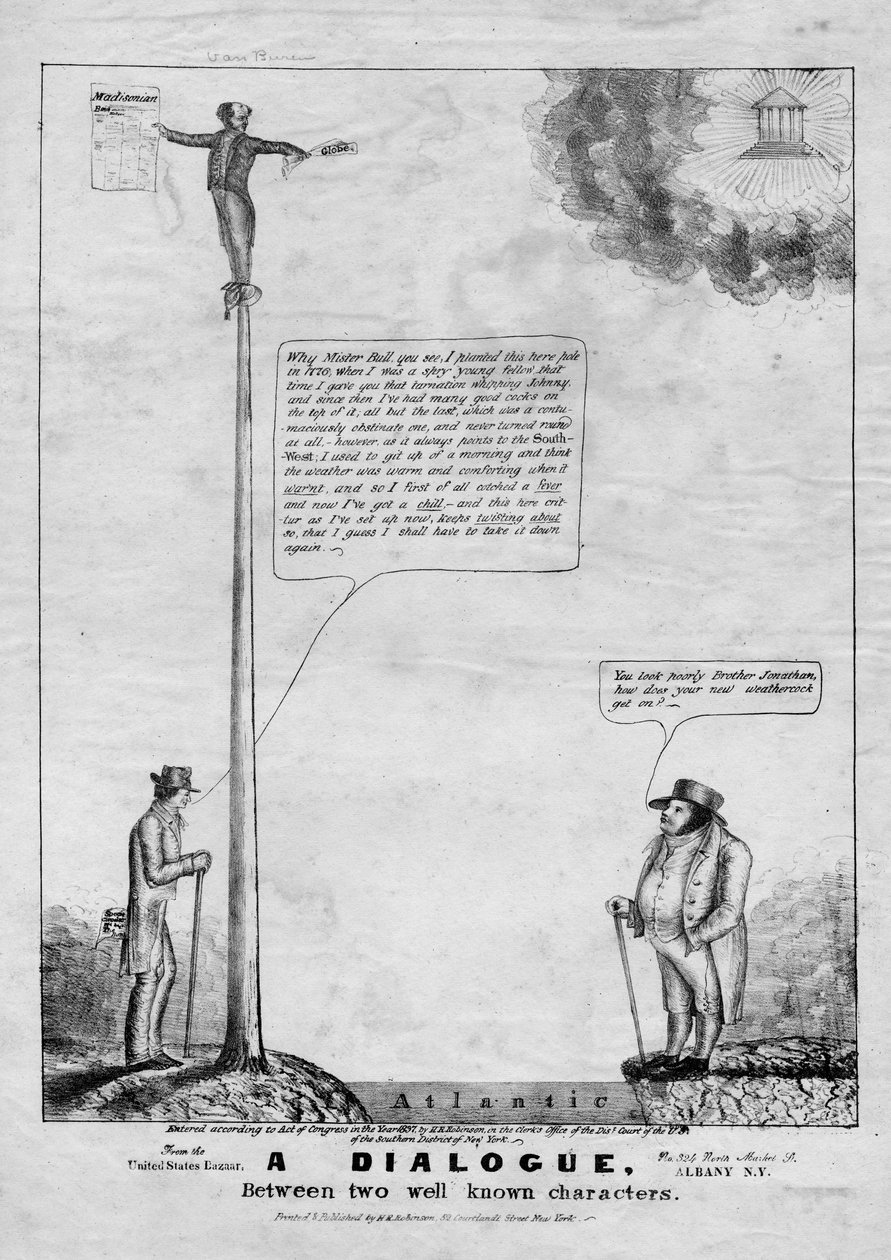 En dialog mellem to velkendte karakterer, udgivet af H.R. Robinson, New York, 1837 af American School