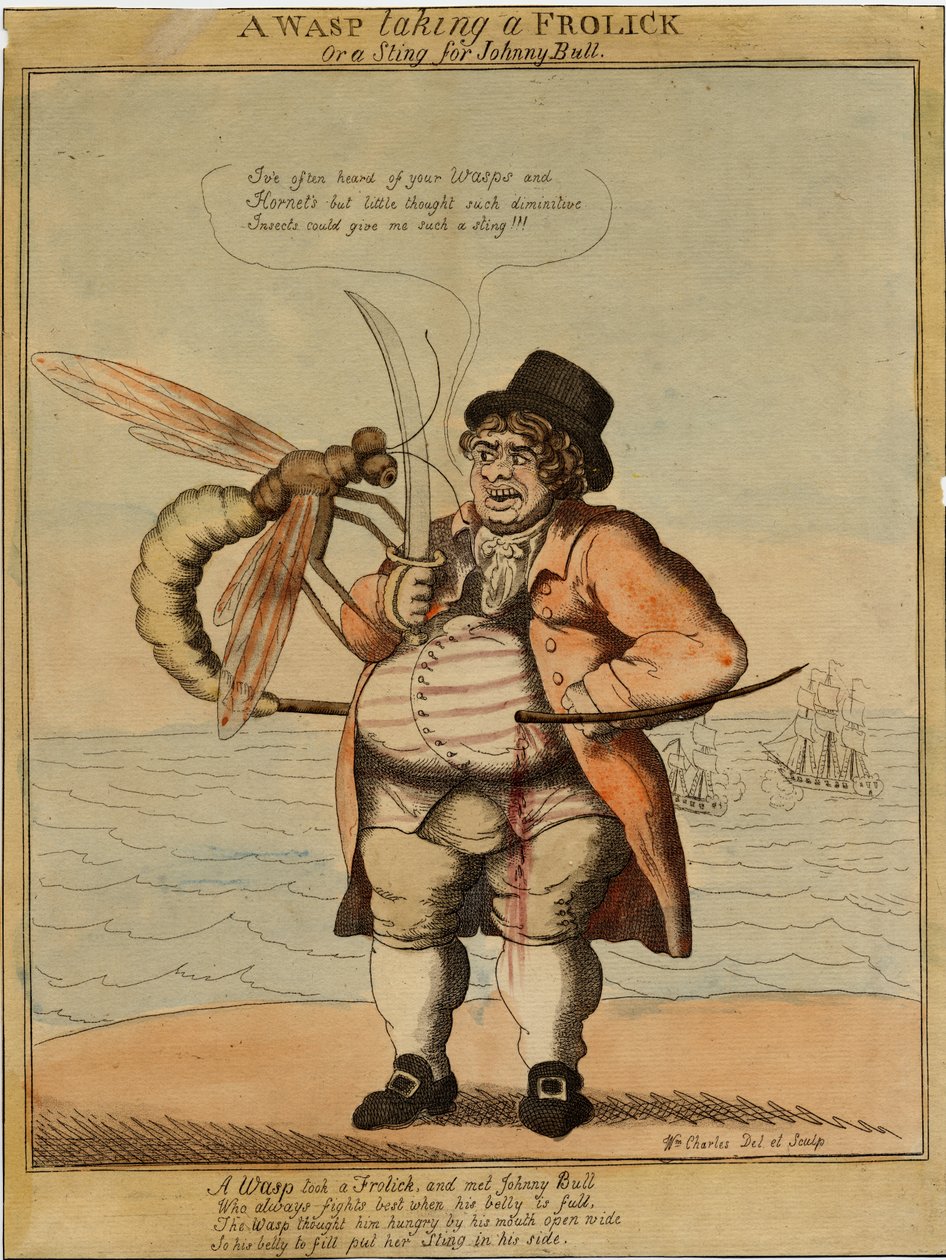 En hveps, der boltrer sig, 1813 (håndfarvet radering) af American School