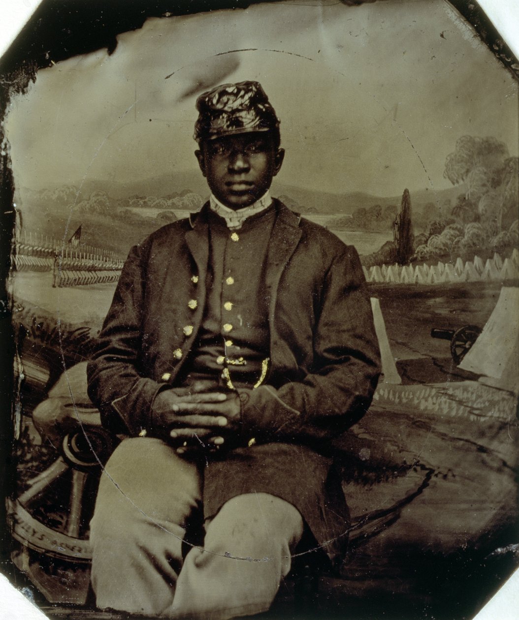Abraham F. Brown, fra 54. Massachusetts Infantry, ca. 1863 (tintype) af American School