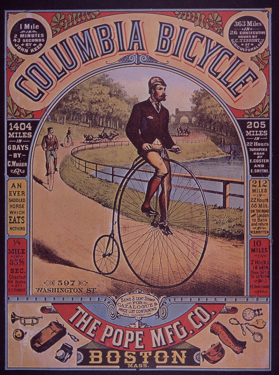 Annonce for Columbia Penny-Farthing cykel, Boston, USA af American School