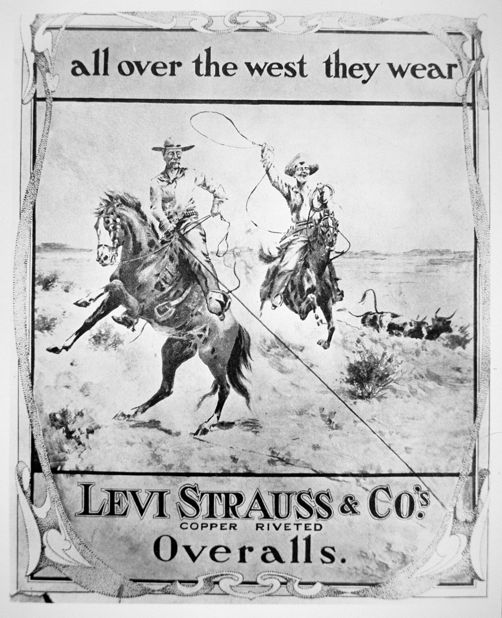 Annonce for Levi Strauss & Co, ca. 1900 (litho) af American School