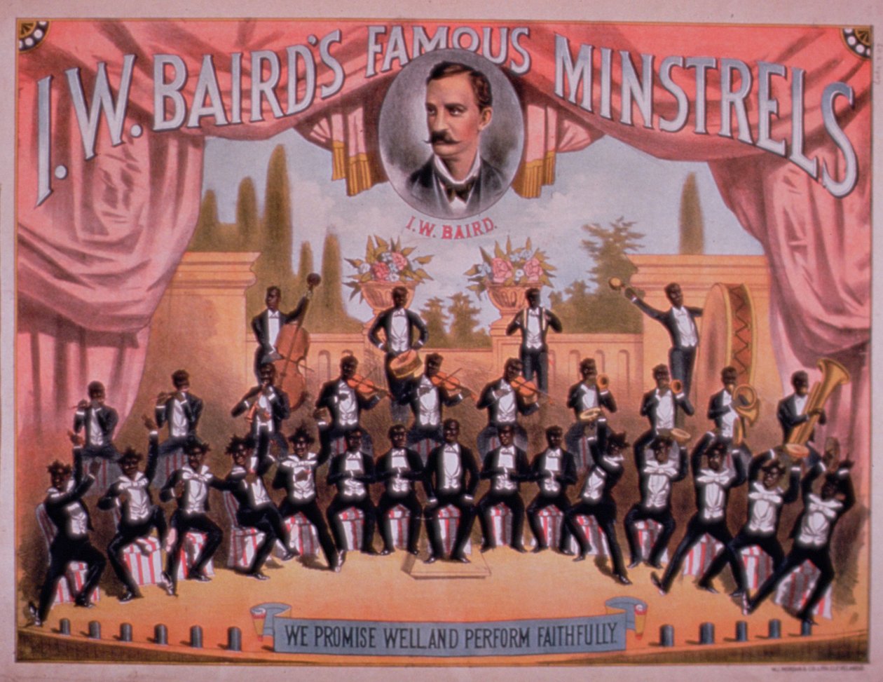 Annonce for I.W. Bairns Famous Minstrels af American School