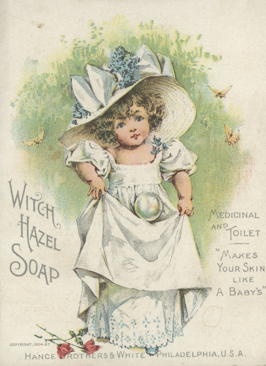 Reklame for hasselhassel-sæbe, medicinsk og toilet, 1894 af American School