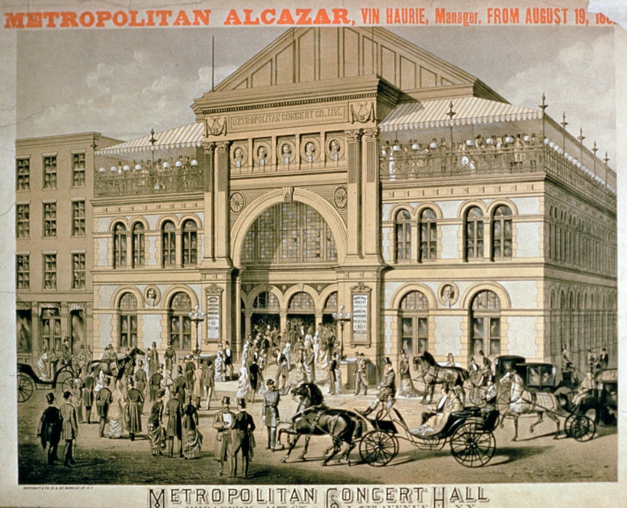 Annonce for Metropolitan Alcazar Concert Hall, New York af American School