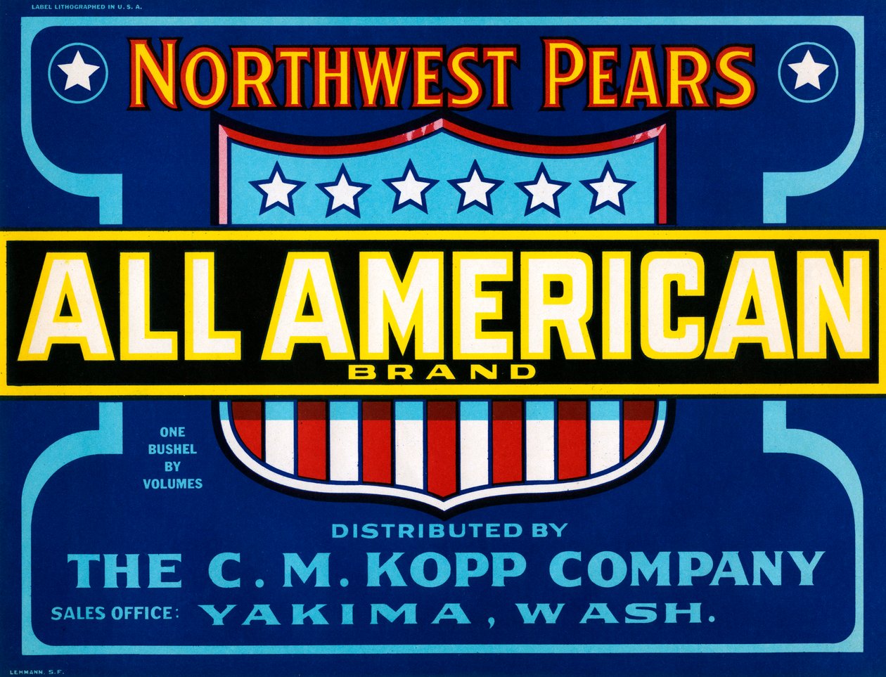 Frugtkasselabel fra alle amerikanske mærker, ca. 1920 (litografi) af American School