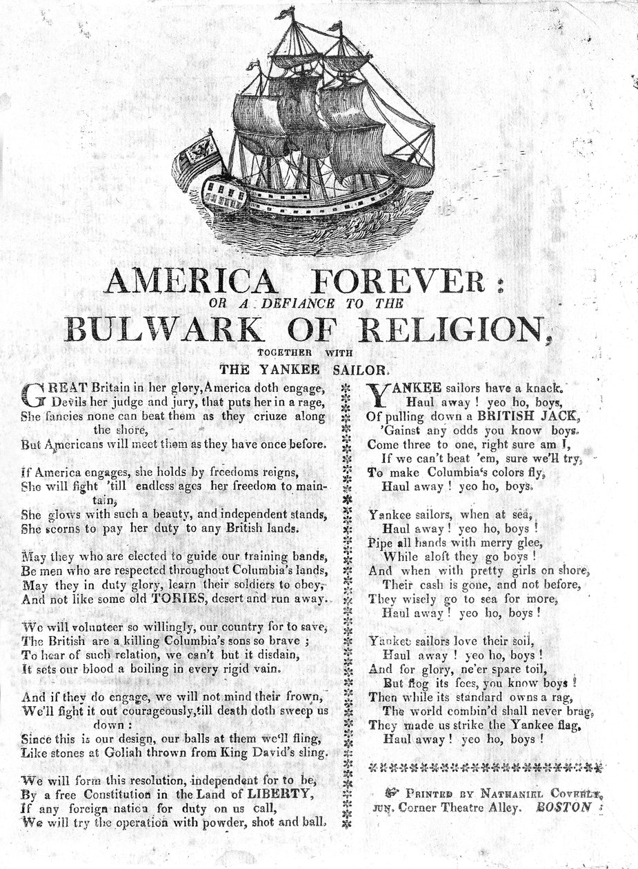 America Forever or a Defiance to the Bolwark of Religion, sammen med Yankee Sailor (avispapir) af American School