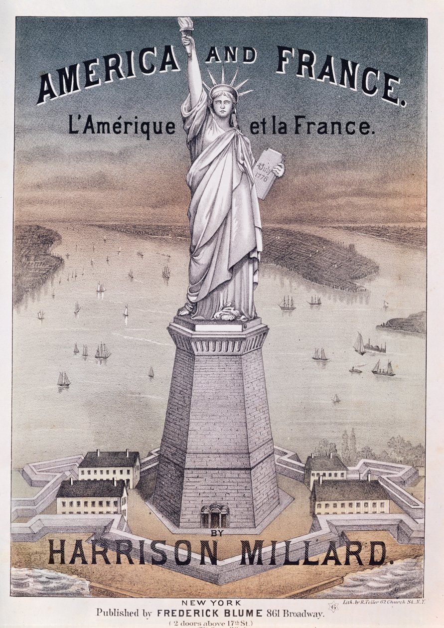 Amerika og Frankrig, partitur til sang om Frihedsgudinden af Harrison Millard (1830-95) af American School