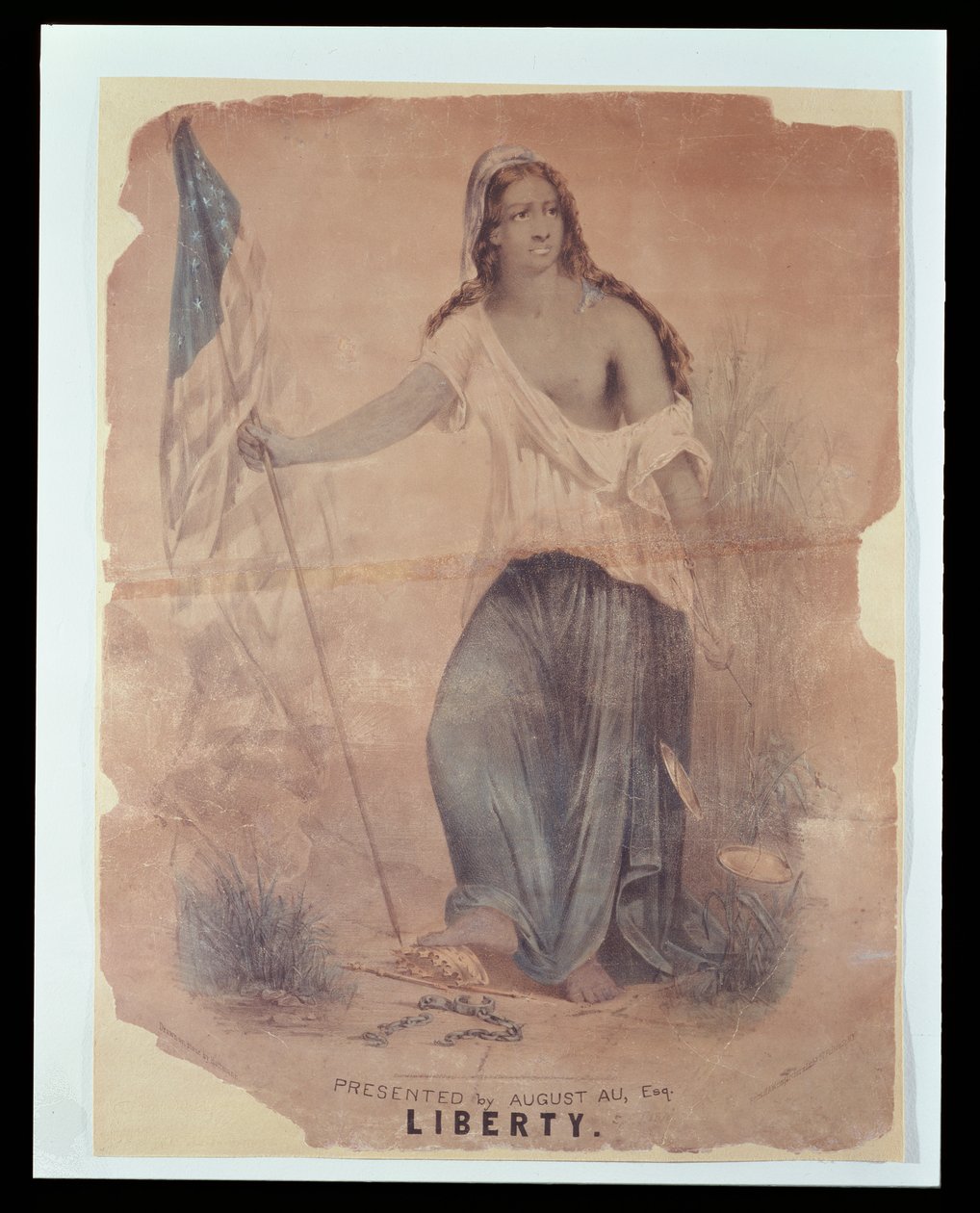 Amerikansk borgerkrigsplakat, der repræsenterer Liberty, indgraveret af Hoffmann, 1870 af American School