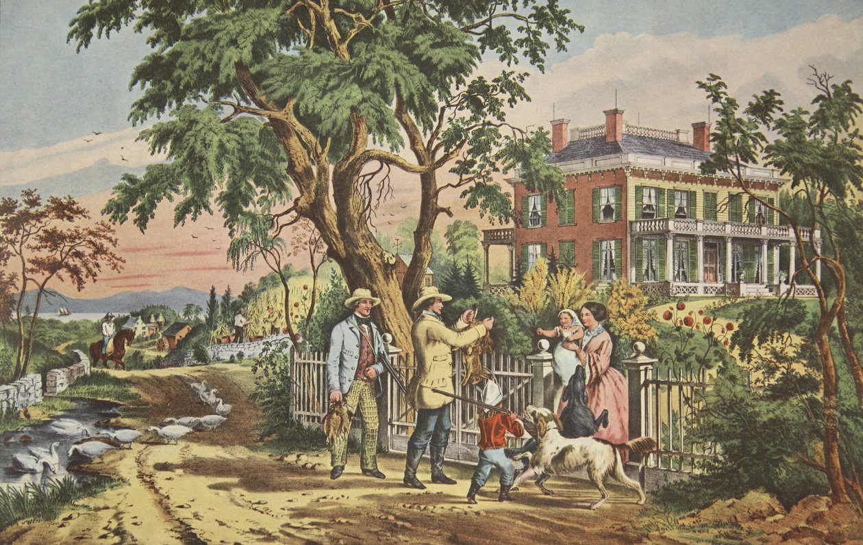American Country Life - oktober eftermiddag, pub. 1855, Currier & Ives af American School