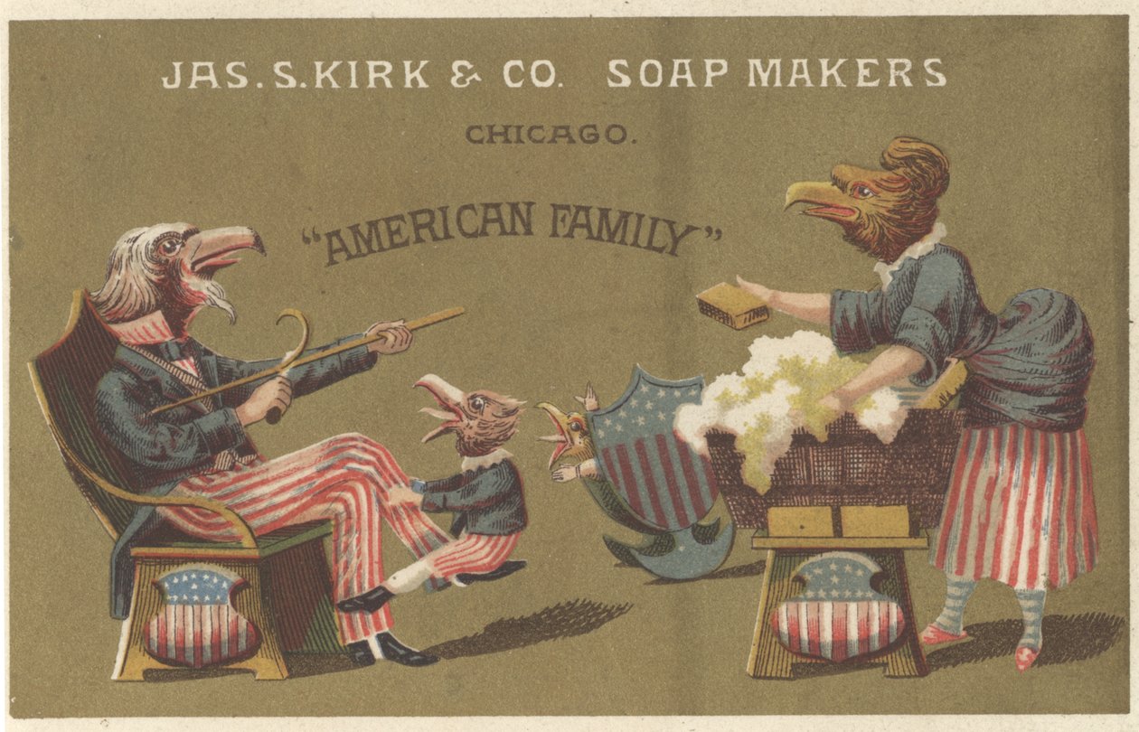 American Family, annonce for James Kirk & Co. Soap Makers, ca. 1880 af American School