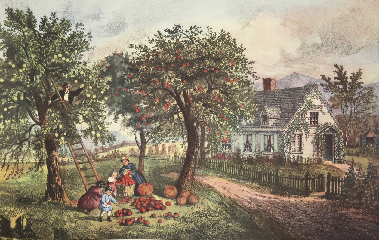 American Homestead - efterår, udg. 1869, Currier & Ives af American School