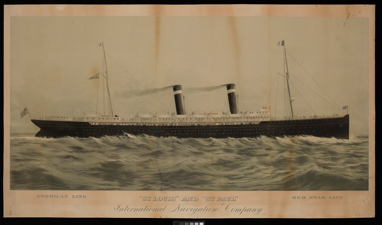 American Line St Louis and St Paul Red Star Line International Navigation Company (kromolitografi) af American School