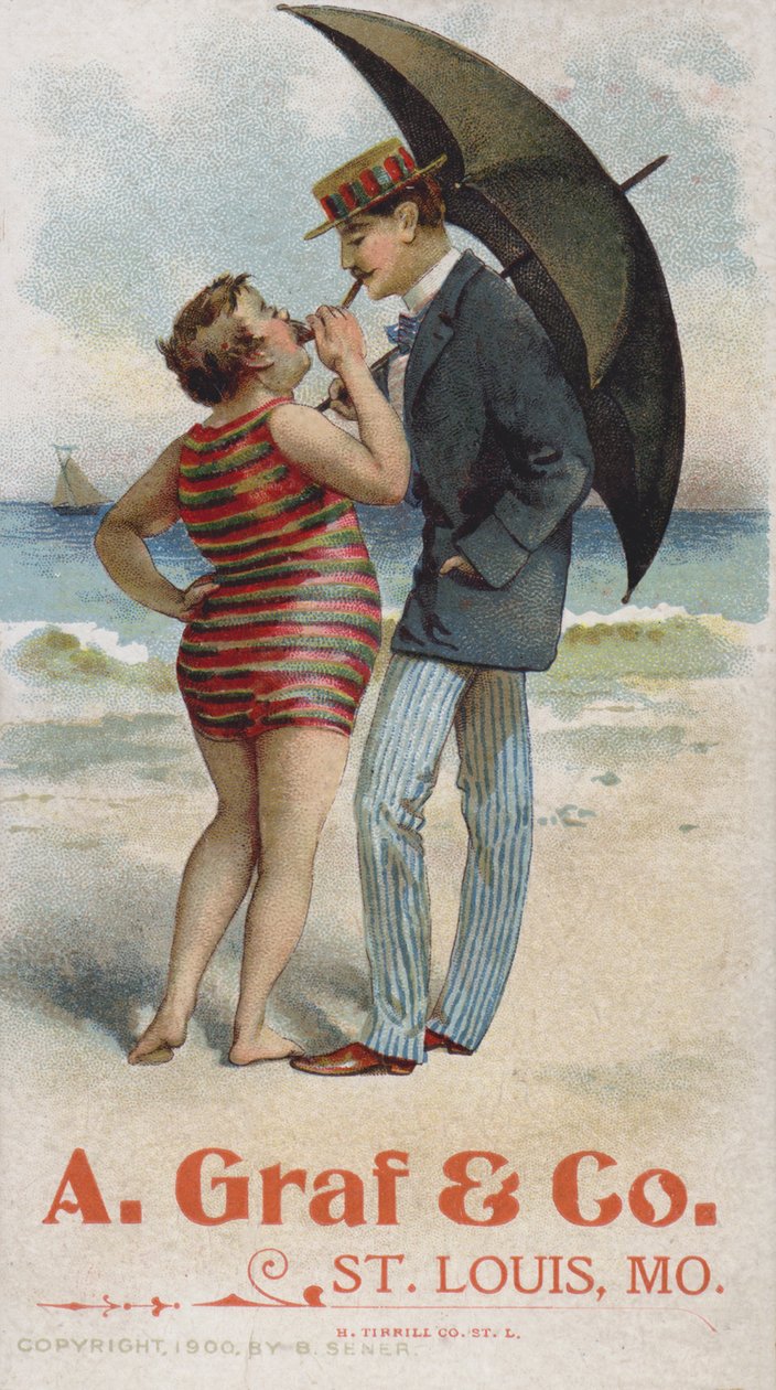 Amerikansk visitkort med reklame for A Graf  Company, St Louis, Missouri (chromolitho) af American School