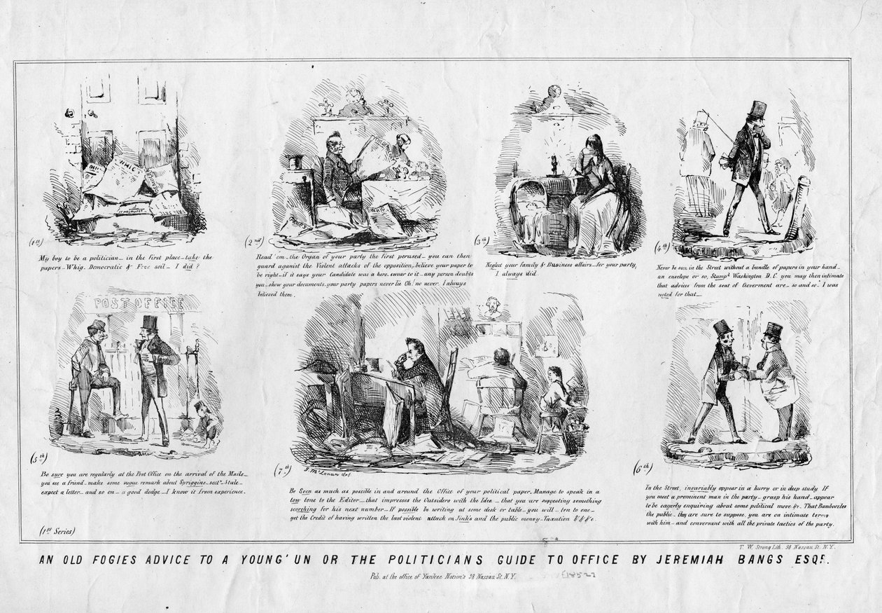 Et gammelt fogies-råd til en ung eller politikernes guide til embedet af Jeremiah Banks Esq., udgivet af T W Strong, New York, ca. 1852 af American School