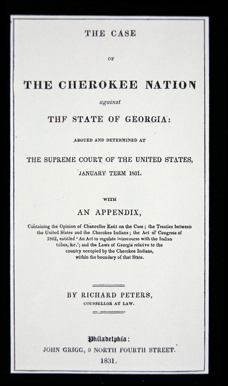 Anti-fjernelseskanal, af Cherokee Nation, som svar på den tvungne fjernelse af indianere fra deres hjemland af American School