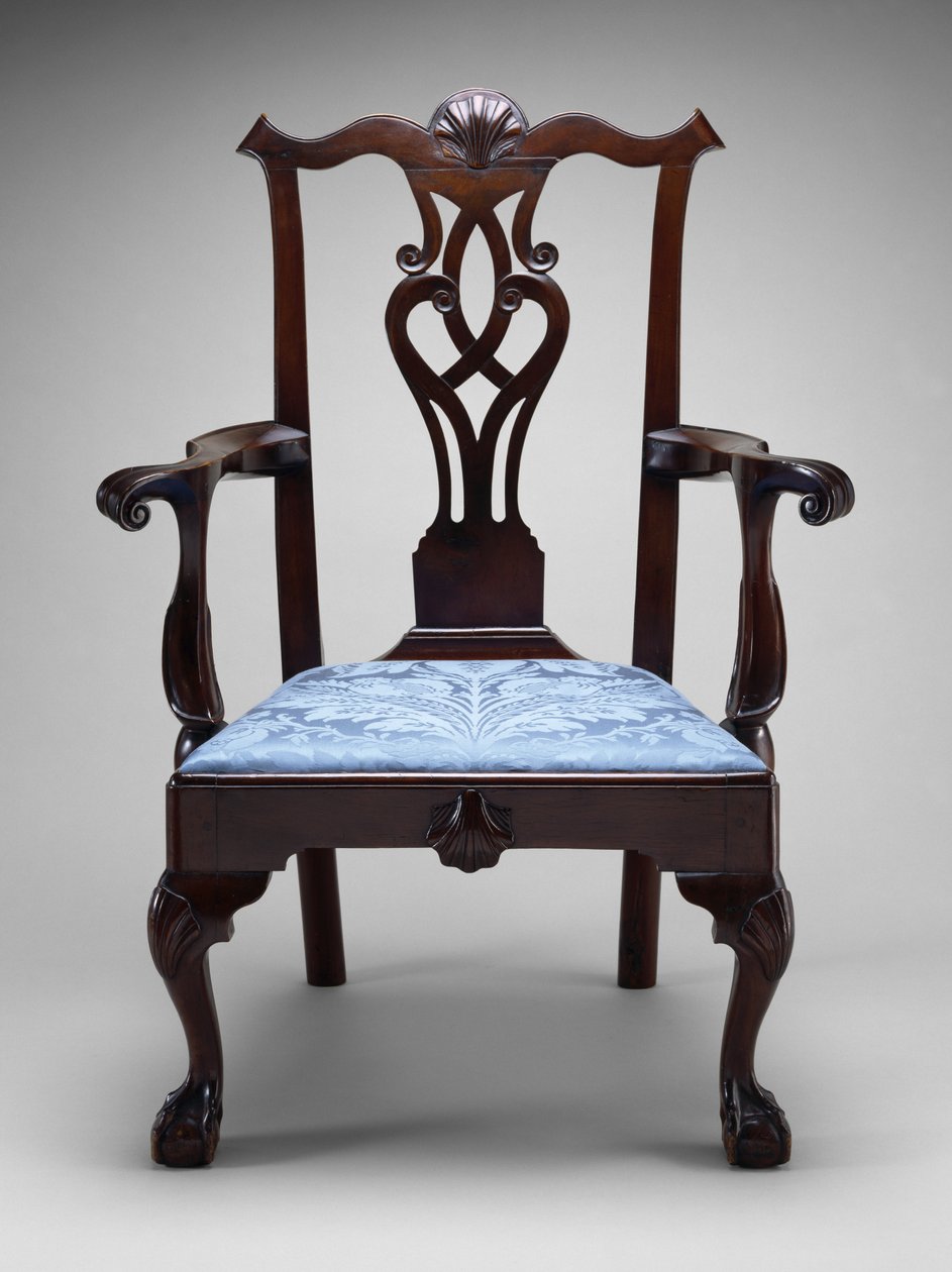 Lænestol, ca. 1760-1790 (sort valnød; sydlig gul fyr) af American School