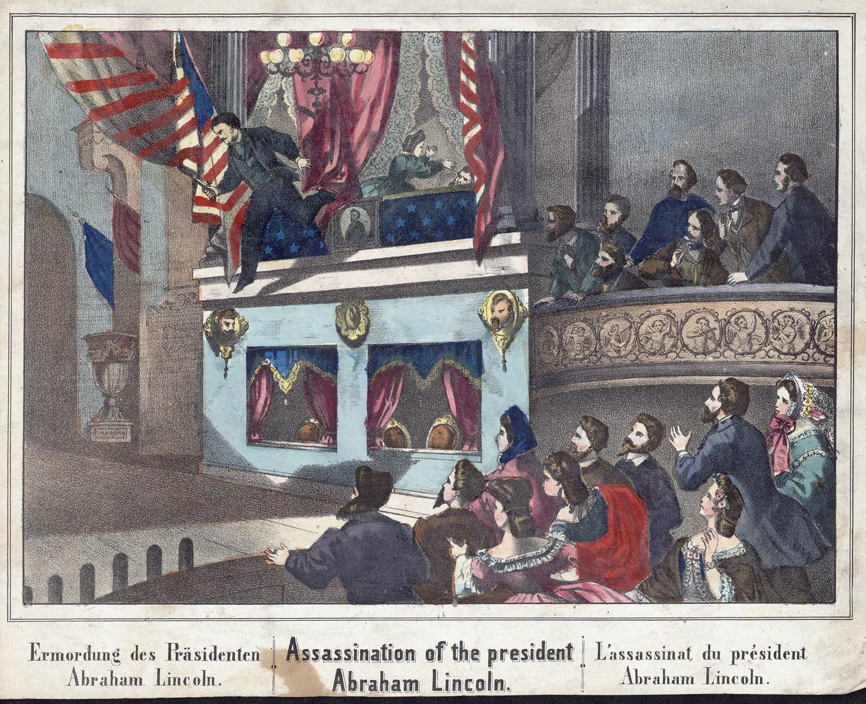 Mordet på præsidenten Abraham Lincoln, pub. 1865 af American School