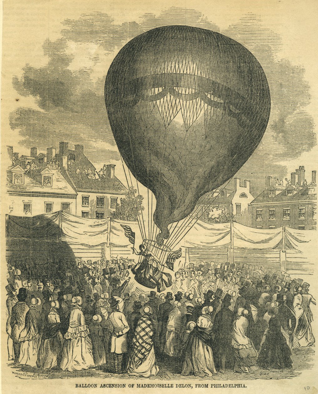 Ballon Ascension af Mademoiselle Delon, fra Philadelphia af American School