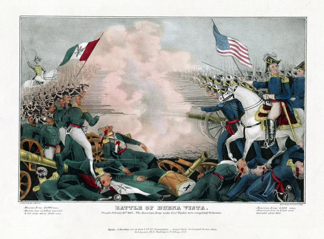 Slaget ved Buena Vista, udkæmpet den 23. februar 1847, var den amerikanske hær under Gen"l Taylor fuldstændig sejrrig af American School
