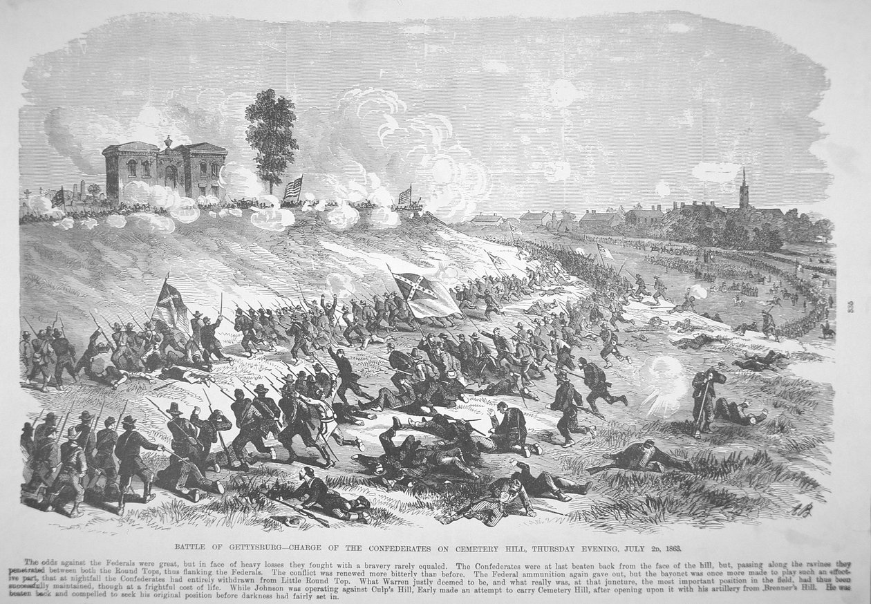 Slaget ved Gettysburg - De konfødereredes angreb på Cemetery Hill, torsdag aften den 2. juli af American School