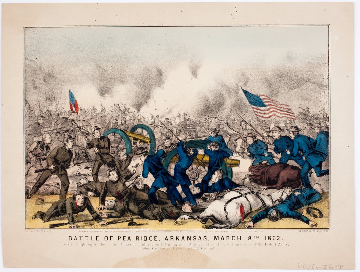 Battle of Pea Ridge, Arkansas, 8. marts 1862, pub. af Currier & Ives, 1862 af American School
