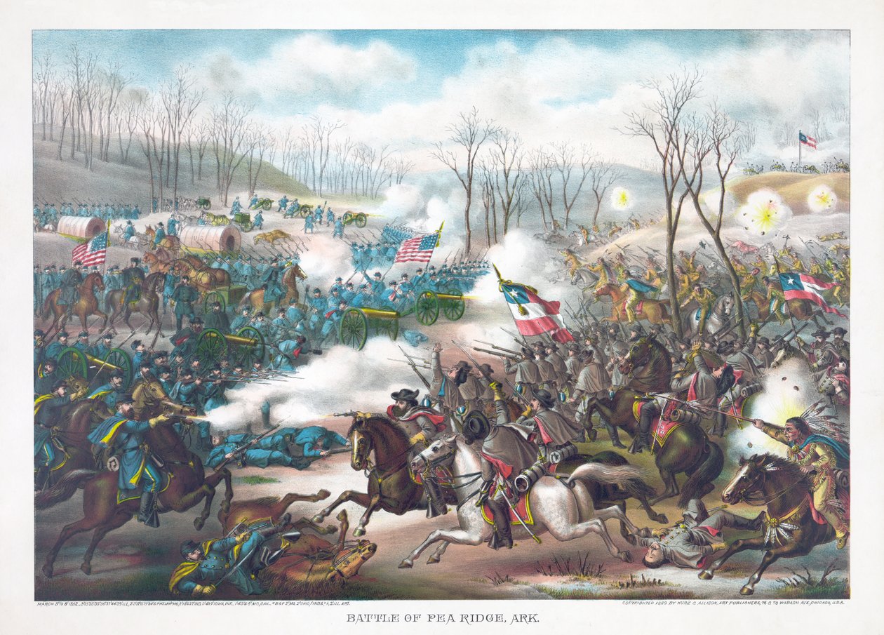 Battle of Pea Ridge, Arkansas, pub. Kurz & Allison, 1889 af American School
