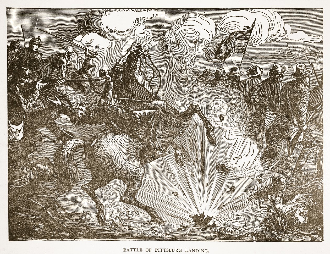 Battle of Pittsburg Landing, fra en bogpub. 1896 af American School
