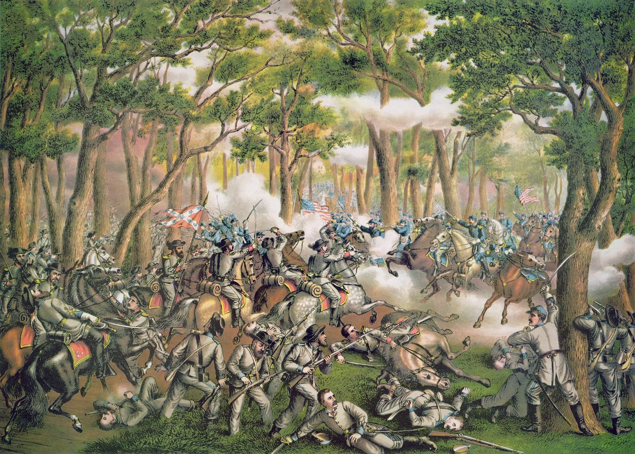 Battle of the Wilderness, maj 1864, indgraveret af Kurz & Allison af American School