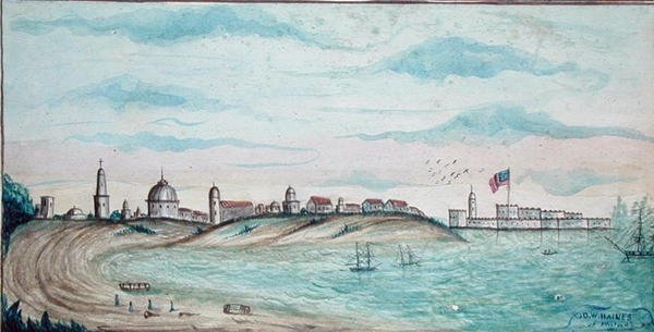 Stranden nedenfor Vera Cruz, Mexico (akvarel på papir) af American School