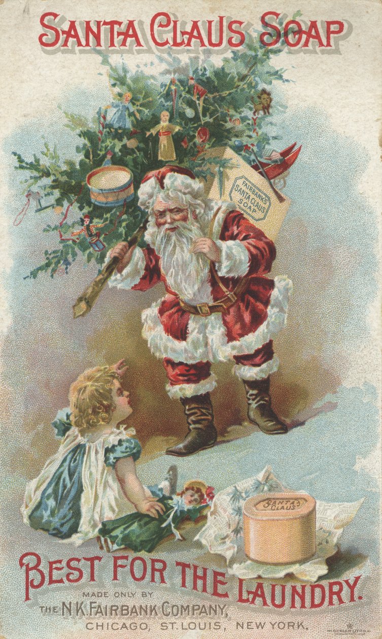 Best for the Laundry, annonce for Fairbanks Santa Claus Soap, ca. 1880 af American School