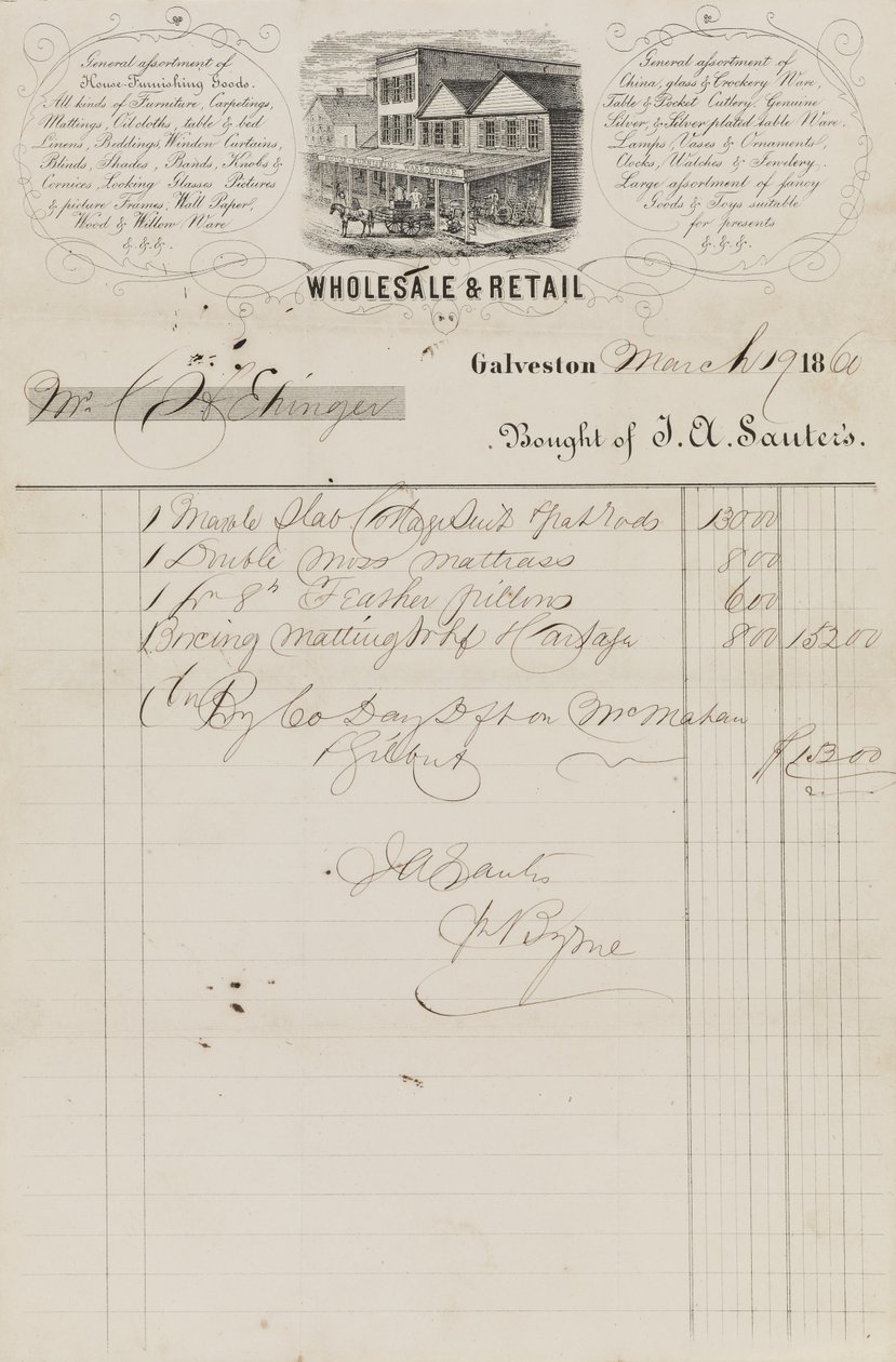 Salgsbrev fra J. A. Sauter
