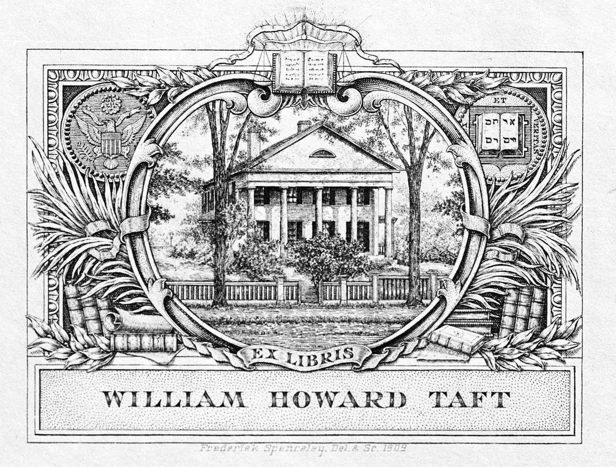 Bogplade af præsident William H. Taft (1857-1930) 1909 (tryk) af American School