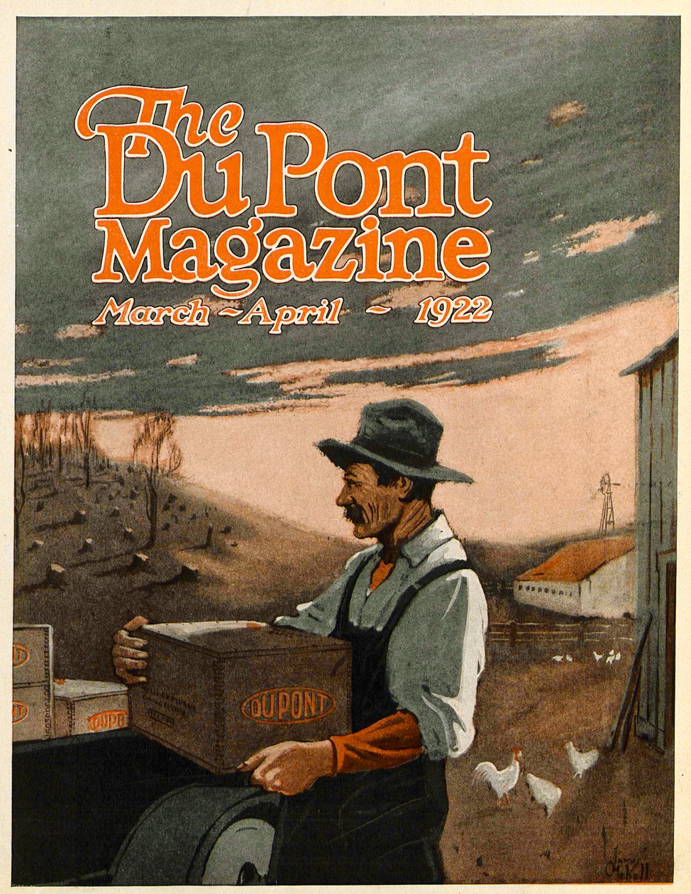 Boring Machines and Explosives Twin Helpers, forside af DuPont Magazine, marts-april 1922 af American School