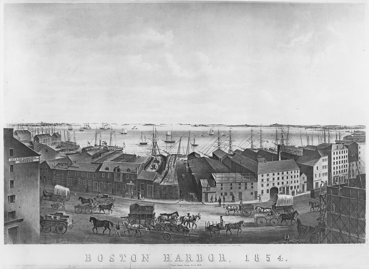 Boston Havn, 1854 af American School