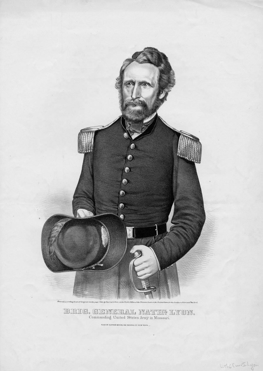Brig. General Nathl. Lyon, pub. af Currier & Ives, 1861 af American School
