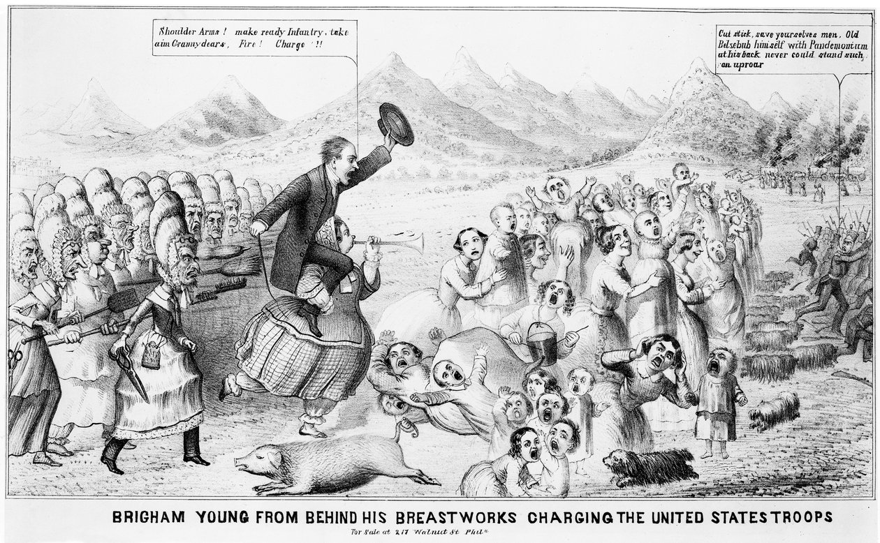 Brigham Young fra Behind his Breastworks anklager de amerikanske tropper af American School