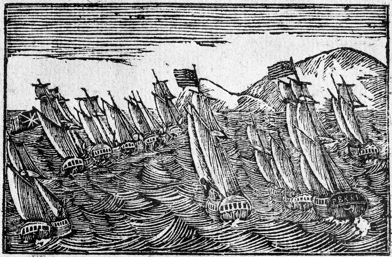 Brilliant Naval Victory, bredsideillustration af American School