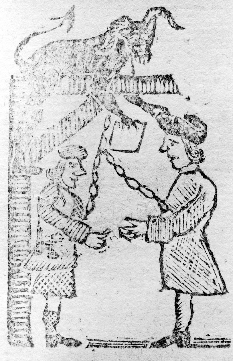 Britiske embedsmænd Doing the Devils Work, illustration fra Boston Gazette af American School