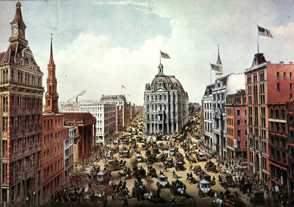 Broadway, New York City, ca. 1975 (akvarel på papir) af American School