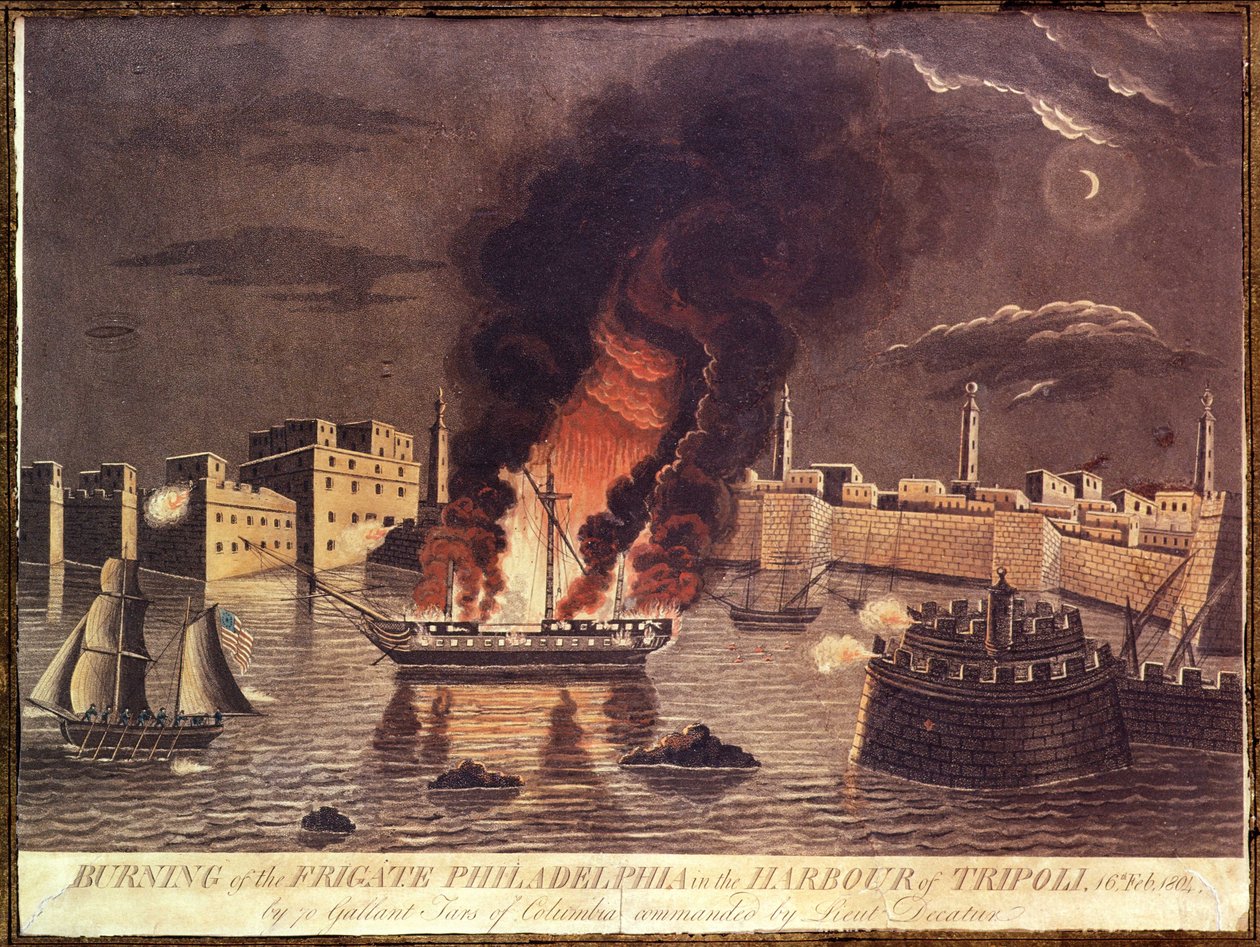 Afbrænding af fregatten Philadelphia i havnen i Tripoli den 16. februar 1804 af American School