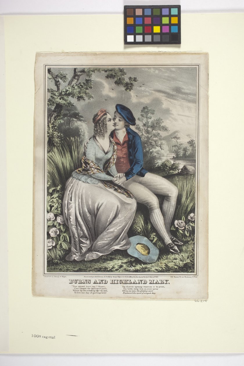 Burns And Highland Mary (håndfarvet litografi) af American School